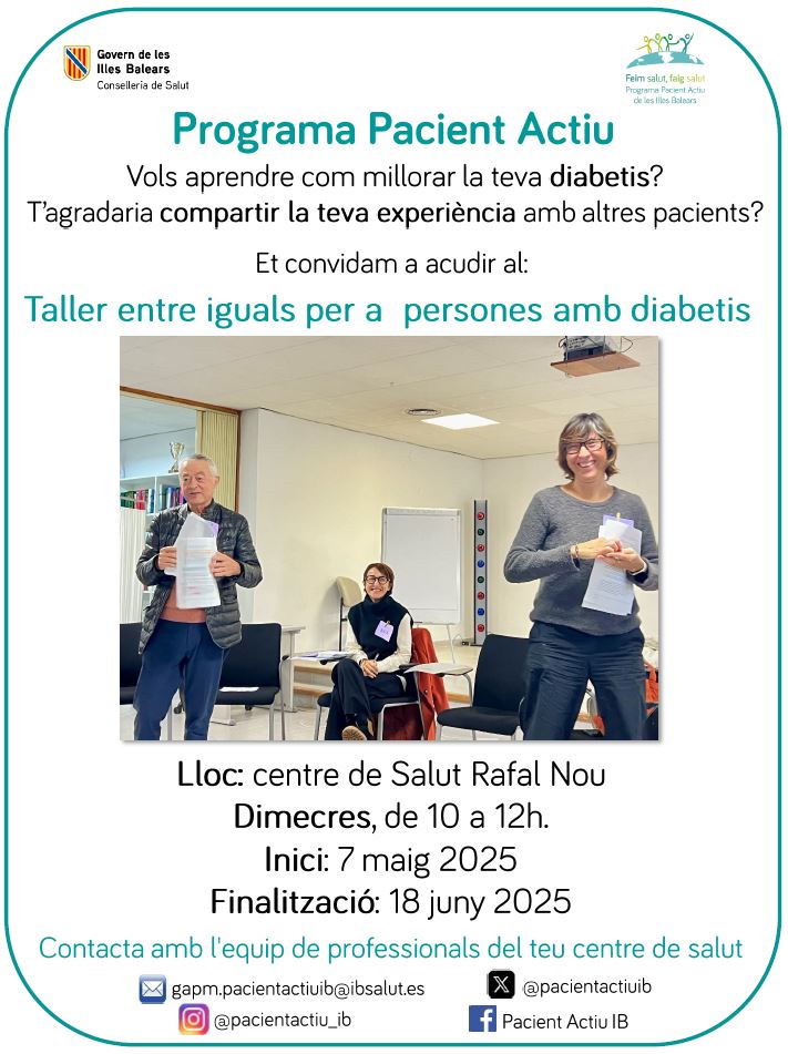 Taller entre iguales para personas con diabetes - CS Rafal Nou